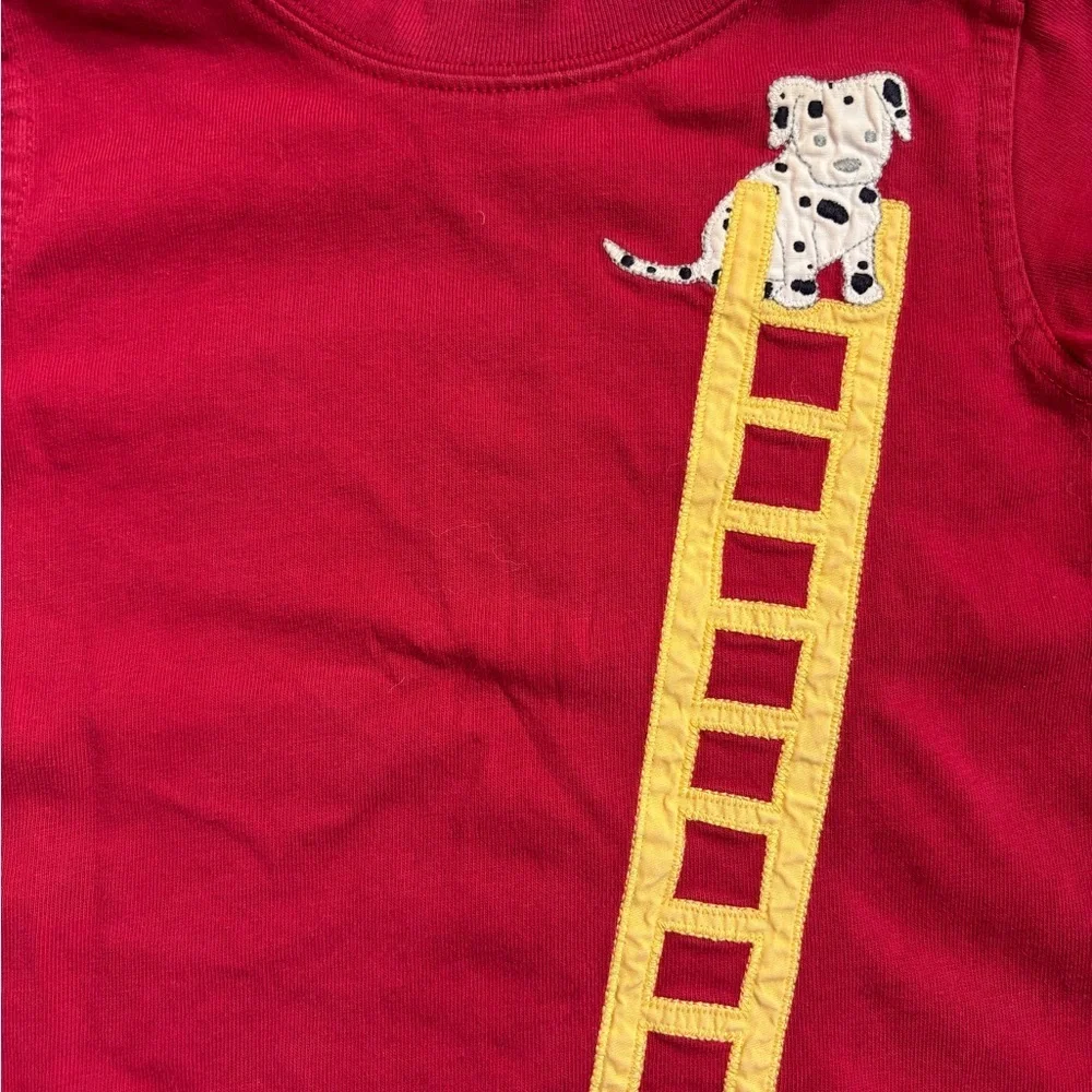 Gymboree Red Short Sleeve Tee with Ladder and Dalmatian firefighter theme 18-24m